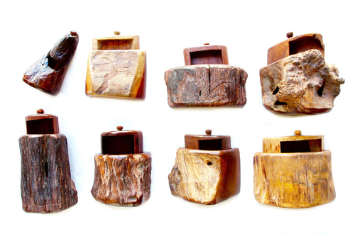 Collection Carved American Wooden Boxes