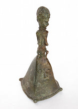 Yoruba Bronze Bell with Squatting Figure